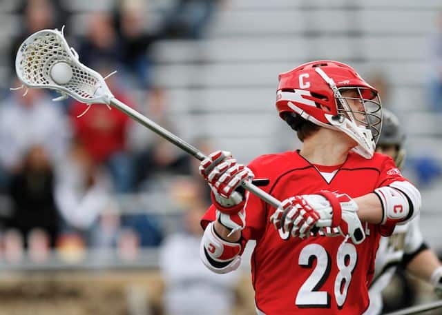 Cornell Big Red lacrosse player Mike O'Neil about to shoot - Army vs Cornell, season home opener, March 5, 2011